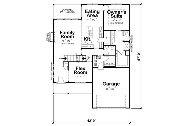 House Blueprint - Floor Plan - Main Floor for Traditional House Plan #20-2394 - 4 bed, 3 bath