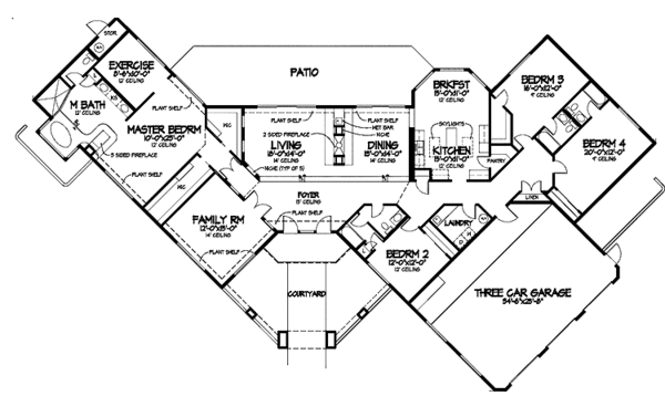 House Design - Adobe / Southwestern Floor Plan - Main Floor Plan #320-971