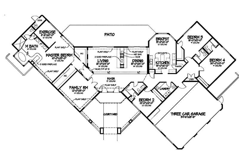 Dream House Plan - Floor Plan - Main Floor for Adobe / Southwestern House Plan #320-971 - 4 bed, 3.5 bath