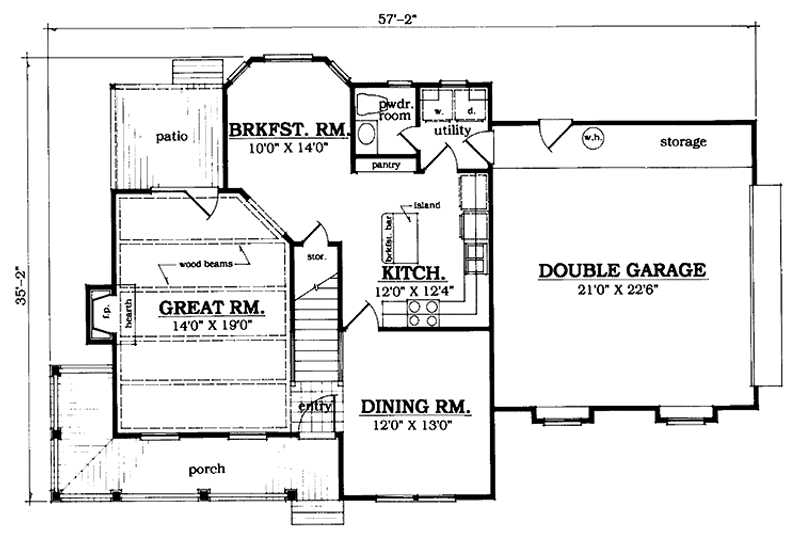 Home Plan - Floor Plan - Main Floor for Country House Plan #42-703 - 3 bed, 2.5 bath