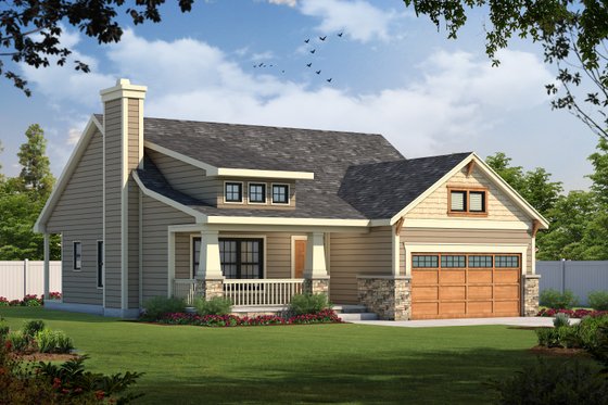 Exterior - Front Elevation 3 for Craftsman House Plan #20-2233 - 3 bed, 2 bath