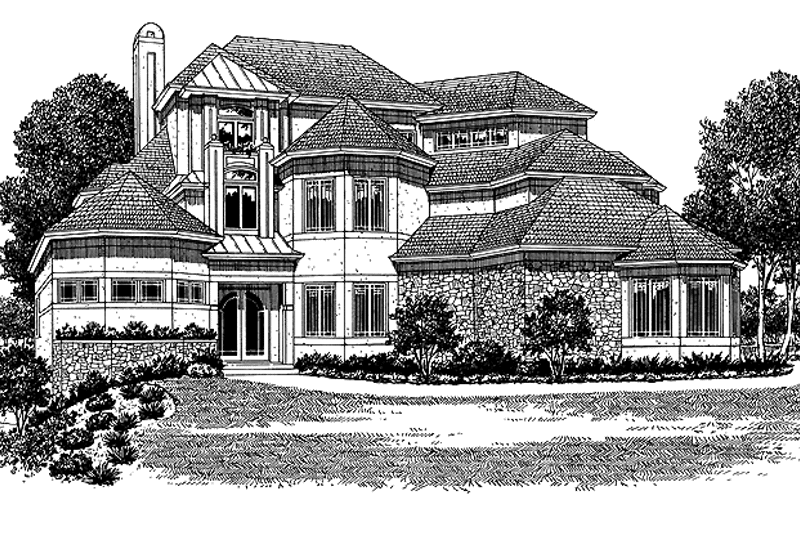 Architectural House Design - Exterior - Front Elevation 4 for Mediterranean House Plan #453-201 - 4 bed, 5.5 bath