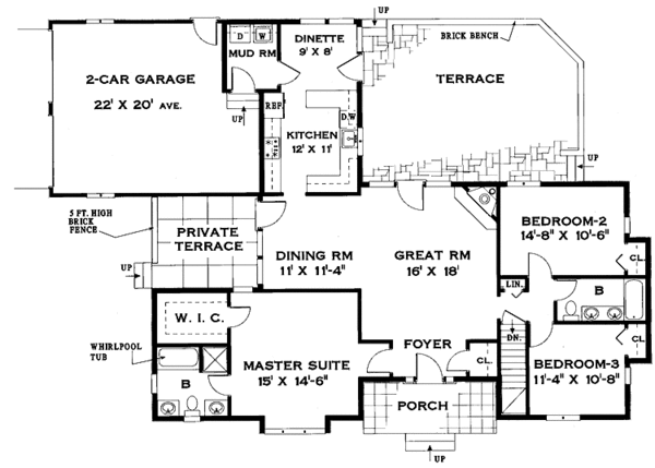 House Design - Ranch Floor Plan - Main Floor Plan #456-67