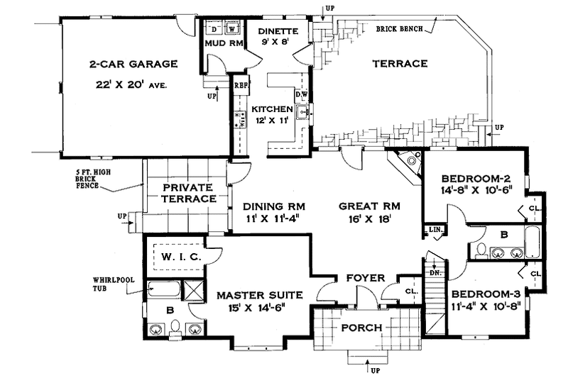Home Plan - Floor Plan - Main Floor for Ranch House Plan #456-67 - 3 bed, 2 bath
