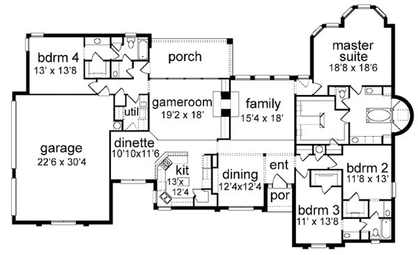 Architectural House Design - Traditional Floor Plan - Main Floor Plan #84-710