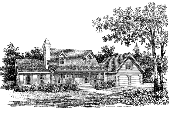 Exterior - Front Elevation 3 for Country House Plan #929-81 - 3 bed, 2.5 bath