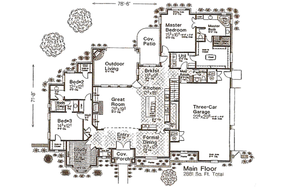 Floor Plan - Main Floor for European House Plan #310-980 - 3 bed, 2.5 bath