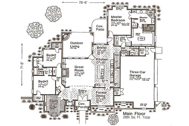 Dream House Plan - Floor Plan - Main Floor for European House Plan #310-980 - 3 bed, 2.5 bath