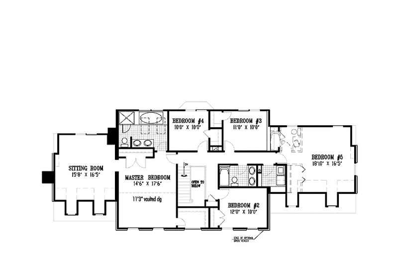 Home Plan - Floor Plan - Upper Floor for Colonial House Plan #953-9 - 5 bed, 2.5 bath