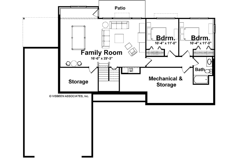 Home Plan - Floor Plan - Lower Floor for Craftsman House Plan #928-151 - 2 bed, 2.5 bath