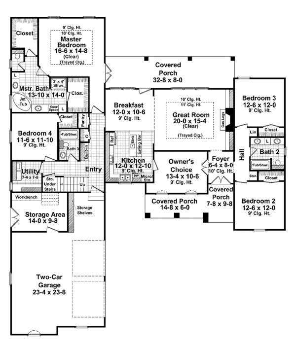 Architectural House Design - Country Floor Plan - Main Floor Plan #21-412