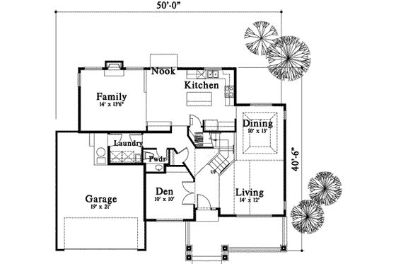 Floor Plan - Main Floor for Craftsman House Plan #78-199 - 4 bed, 2.5 bath