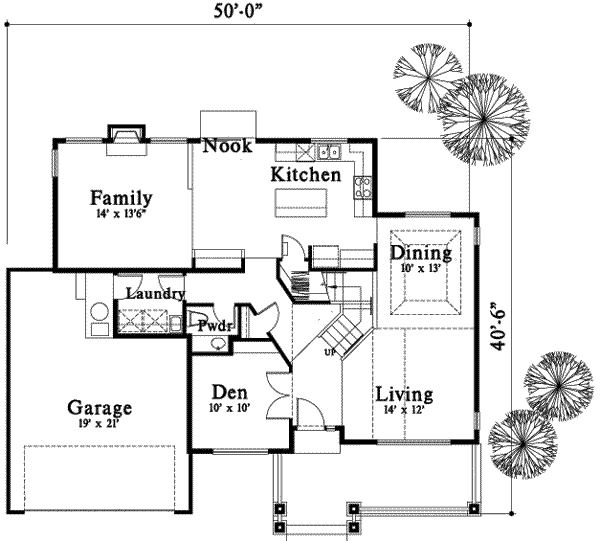Floor Plan - Main Floor for Craftsman House Plan #78-199 - 4 bed, 2.5 bath