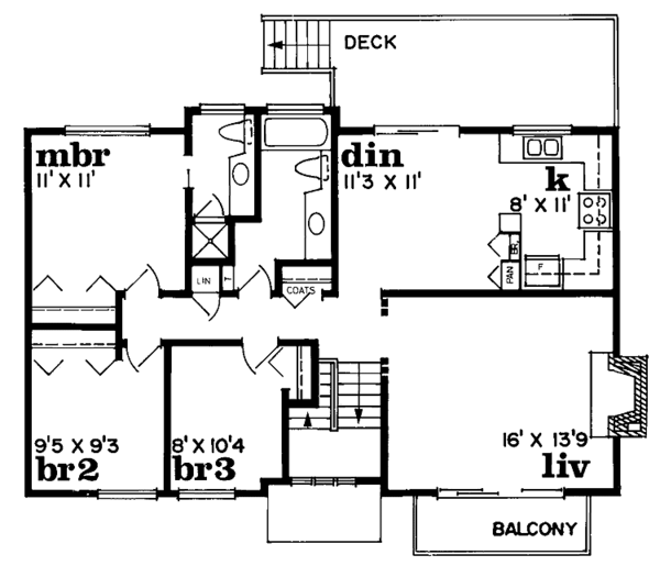 House Design - Country Floor Plan - Upper Floor Plan #47-962