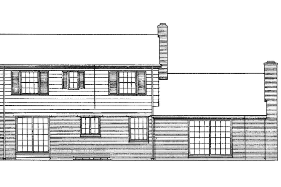 Exterior - Rear Elevation for Country House Plan #72-572 - 4 bed, 2.5 bath
