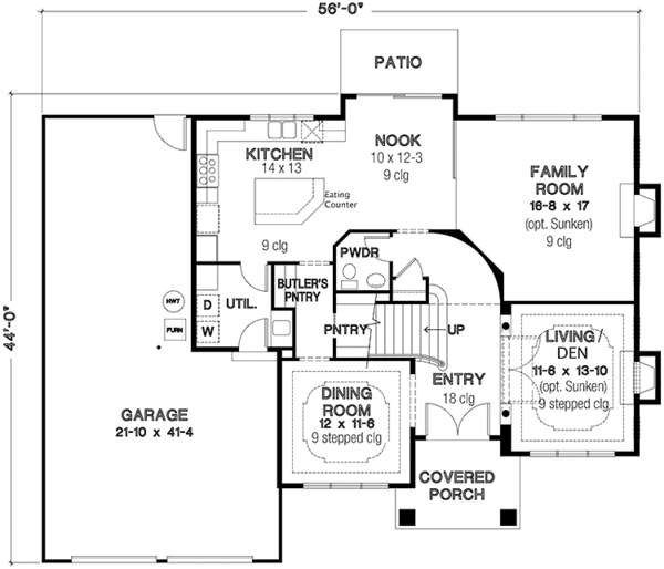 Architectural House Design - European Floor Plan - Main Floor Plan #966-68