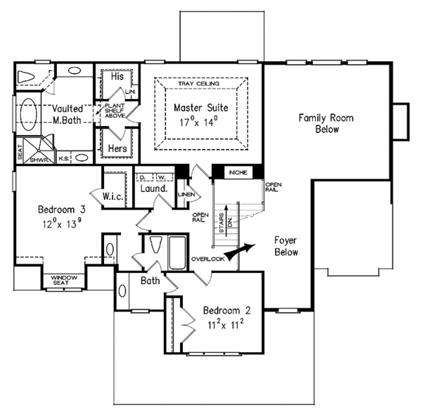 Craftsman Floor Plan - Upper Floor Plan #927-188