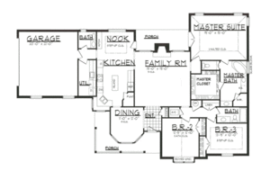 Floor Plan - Main Floor for Traditional House Plan #62-109 - 3 bed, 2.5 bath