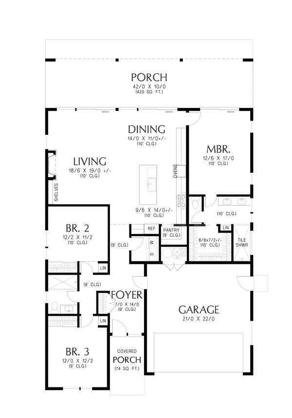 Contemporary Floor Plan - Main Floor Plan #48-1191