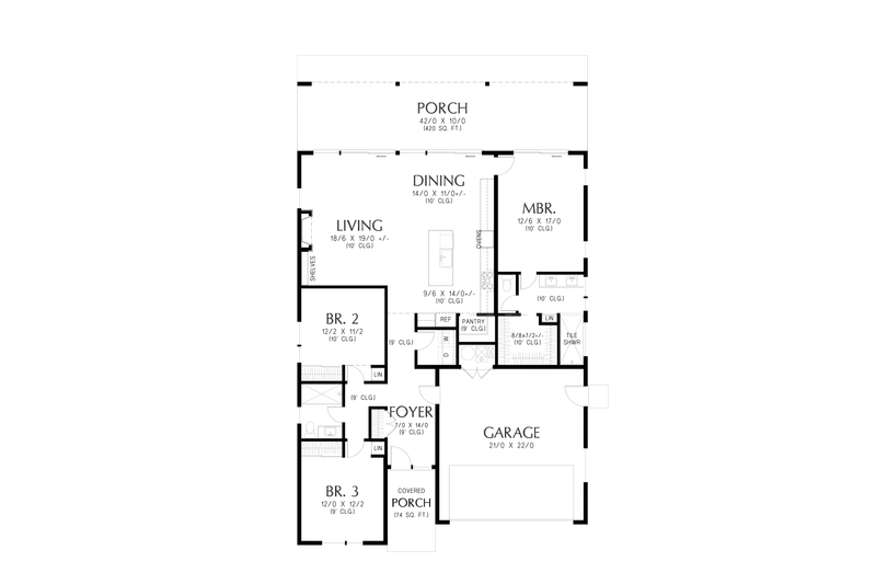 Architectural House Design - Floor Plan - Main Floor 1 for Contemporary House Plan #48-1191 - 3 bed, 2 bath