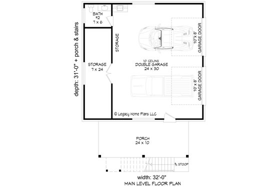 Floor Plan - Main Floor for Contemporary House Plan #932-715 - 2 bed, 1.5 bath