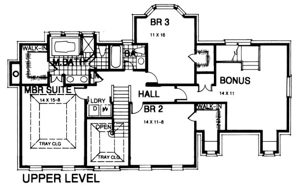 Home Plan - Floor Plan - Upper Floor for Colonial House Plan #30-337 - 3 bed, 2.5 bath