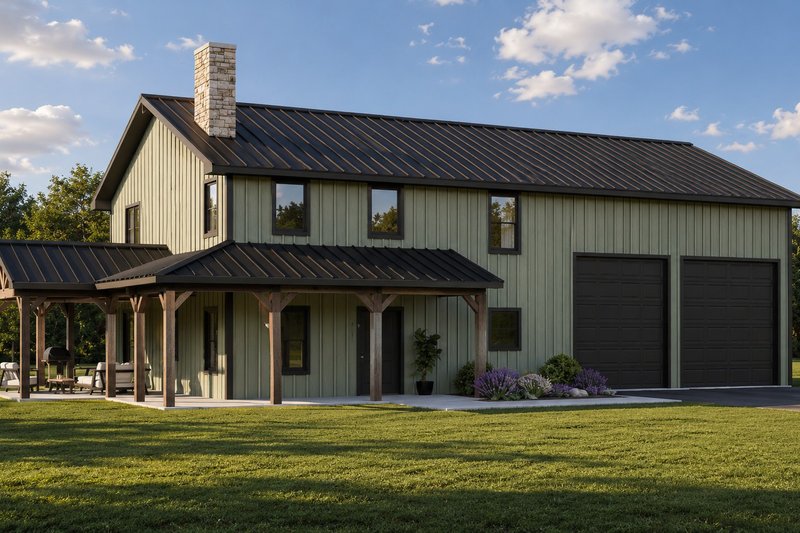 House Blueprint - Exterior - Front Elevation 2 for Barndominium House Plan #1064-511 - 3 bed, 2.5 bath