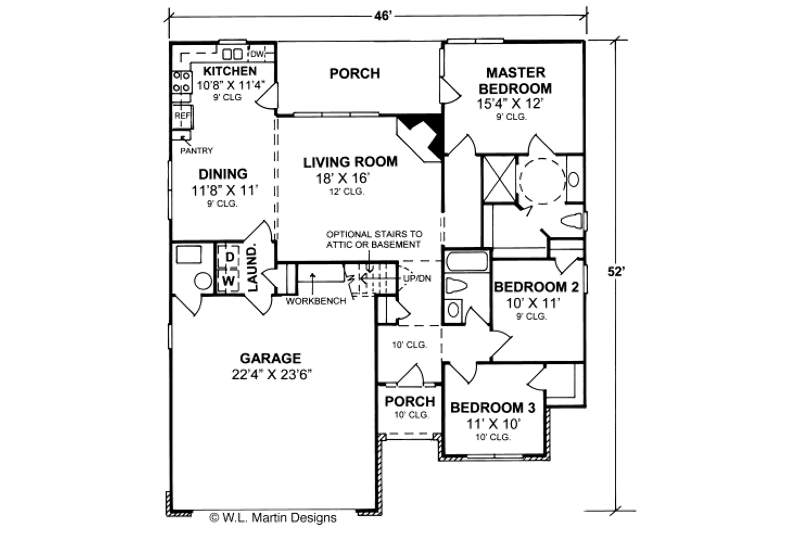 Dream House Plan - Floor Plan - Main Floor for Traditional House Plan #20-380 - 3 bed, 2 bath