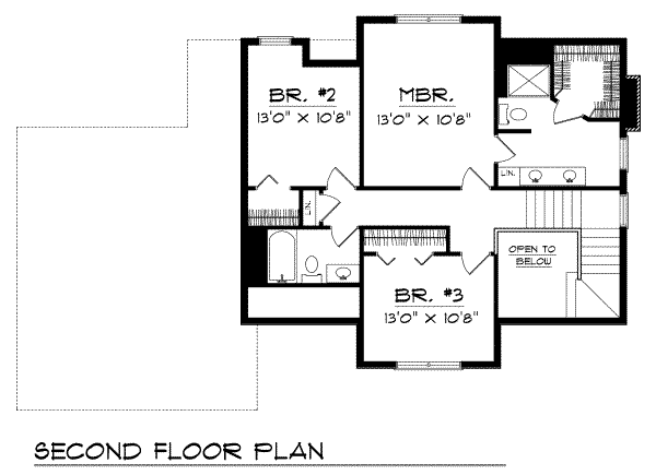 Dream House Plan - Traditional Floor Plan - Upper Floor Plan #70-201