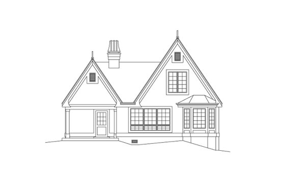 Exterior - Rear Elevation for European House Plan #57-675 - 1 bed, 1 bath