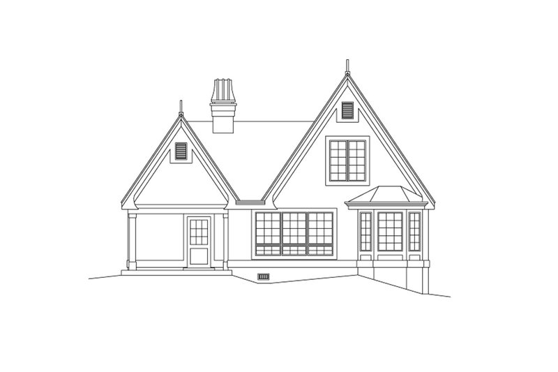 House Design - Exterior - Rear Elevation for European House Plan #57-675 - 1 bed, 1 bath