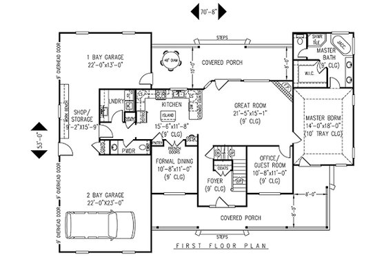 Floor Plan - Main Floor for Country House Plan #11-224 - 4 bed, 2.5 bath