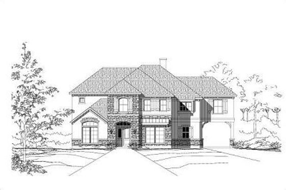 Exterior - Front Elevation for European House Plan #411-667 - 5 bed, 3.5 bath
