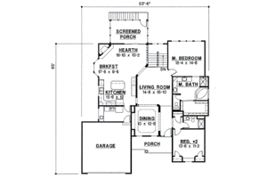 Floor Plan - Main Floor for European House Plan #67-351 - 4 bed, 3 bath
