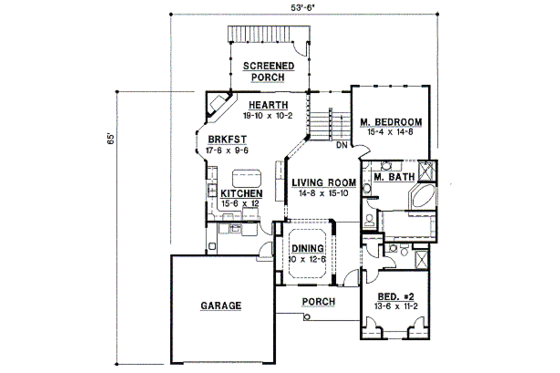 Floor Plan - Main Floor for European House Plan #67-351 - 4 bed, 3 bath