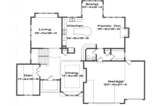 Floor Plan - Main Floor for Traditional House Plan #6-152 - 4 bed, 3.5 bath