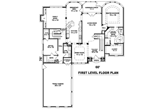Floor Plan - Main Floor for European House Plan #81-1178 - 3 bed, 4 bath