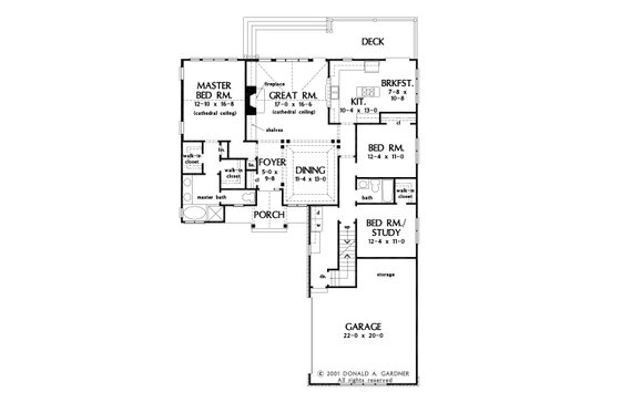 Floor Plan - Main Floor for Craftsman House Plan #929-609 - 3 bed, 2 bath