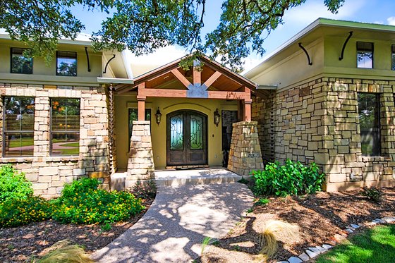 Exterior - Covered Porch for Prairie House Plan #80-211 - 4 bed, 4 bath