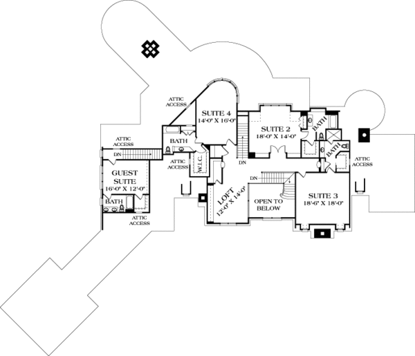 Architectural House Design - European Floor Plan - Upper Floor Plan #453-50