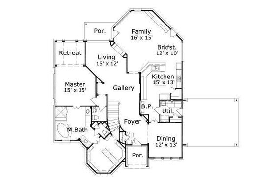 Floor Plan - Main Floor for Colonial House Plan #411-793 - 4 bed, 3.5 bath