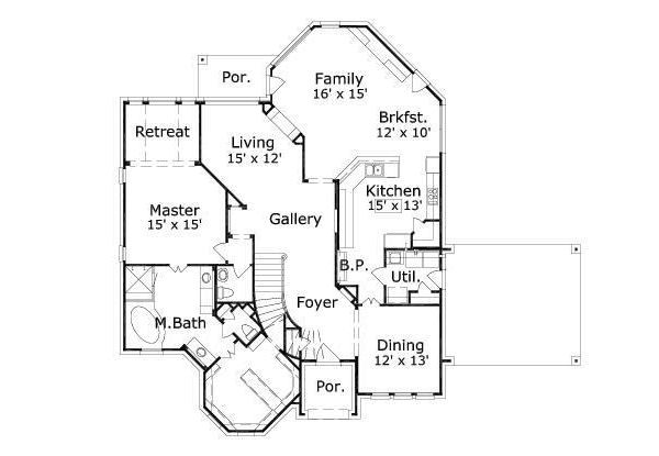 Colonial Floor Plan - Main Floor Plan #411-793