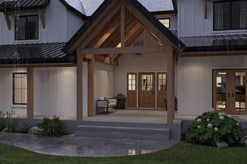 House Design - Exterior - Covered Porch for Farmhouse House Plan #455-237 - 4 bed, 4 bath
