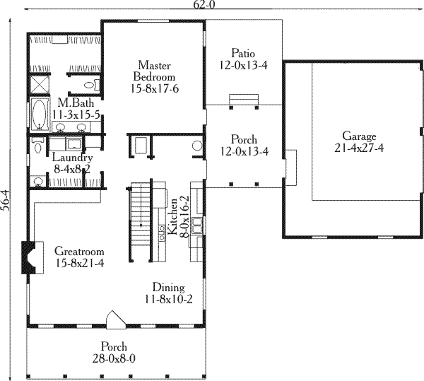 House Design - Country Floor Plan - Main Floor Plan #406-164