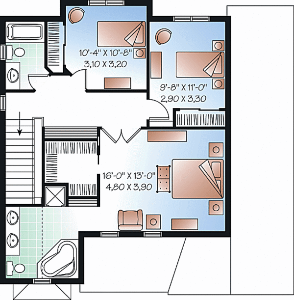 House Plan Design - Farmhouse Floor Plan - Upper Floor Plan #23-2257