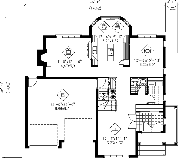 European Floor Plan - Main Floor Plan #25-266