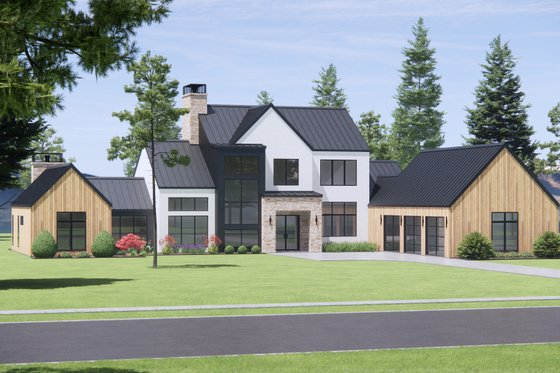 Exterior - Front Elevation 3 for Modern House Plan #1096-6 - 4 bed, 4.5 bath