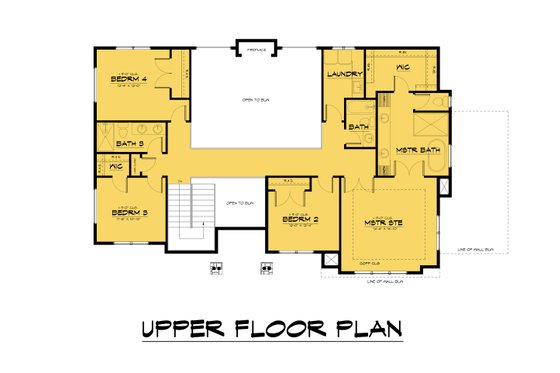 Floor Plan - Upper Floor for Contemporary House Plan #1066-172 - 5 bed, 3.5 bath