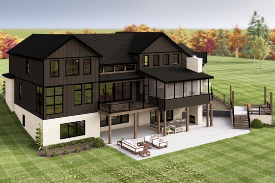 Exterior - Rear Elevation 1 for Contemporary House Plan #1064-367 - 4 bed, 4.5 bath