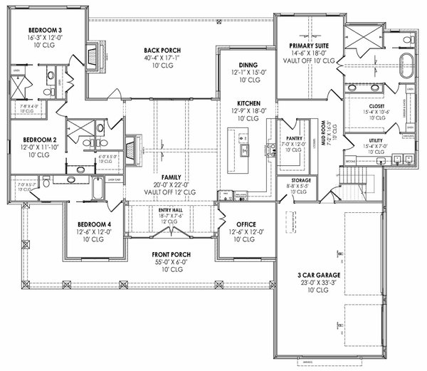 Architectural House Design - Farmhouse Floor Plan - Main Floor Plan #1096-160